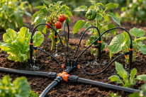 bộ tưới nhỏ giọt 4 que cắm trong hệ thống tưới nhỏ giọt